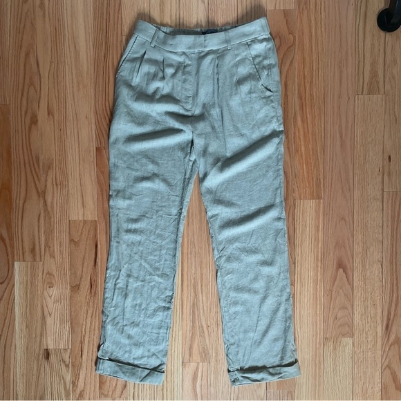 Patterson J. Kincaid Dirt Green Linen Pierre Pant Pleated Trousers NWT Size S - Picture 1 of 10